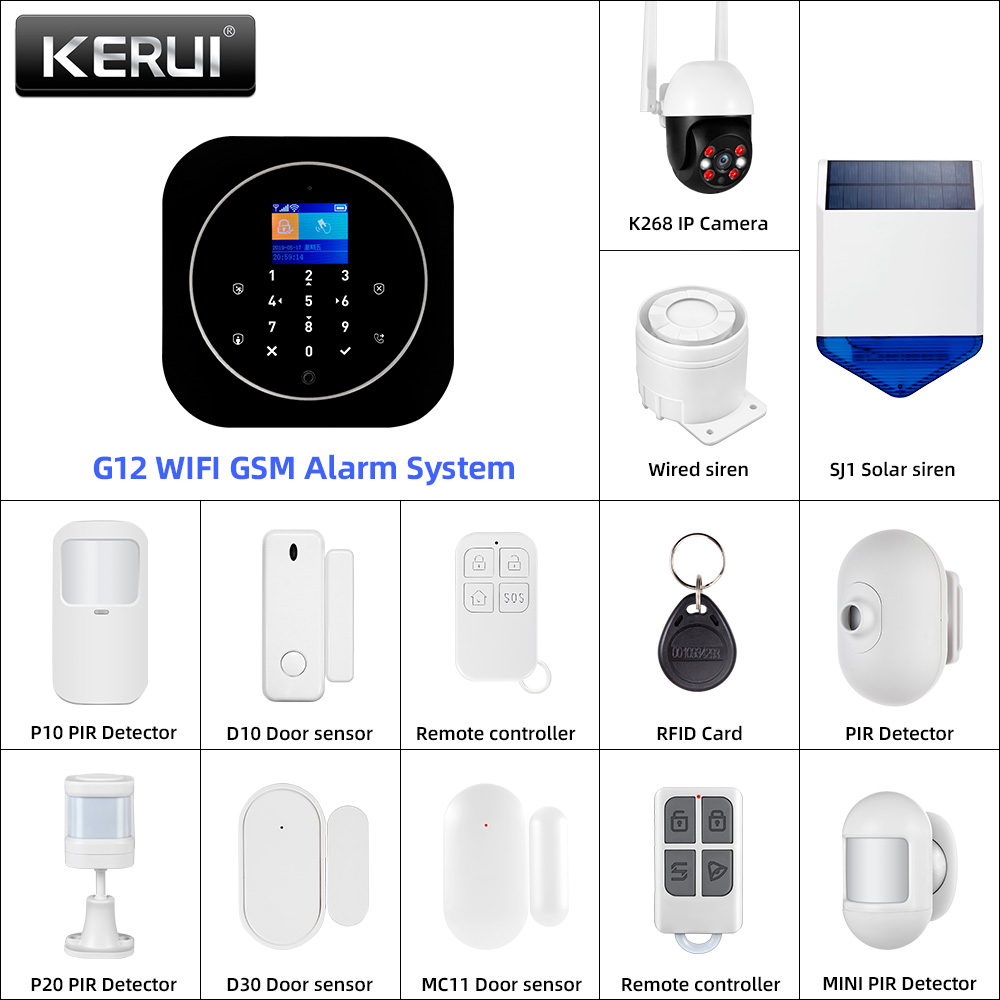 Sim Gsm Alarm - KERUI G12-Système d'alarme domestique sans fil