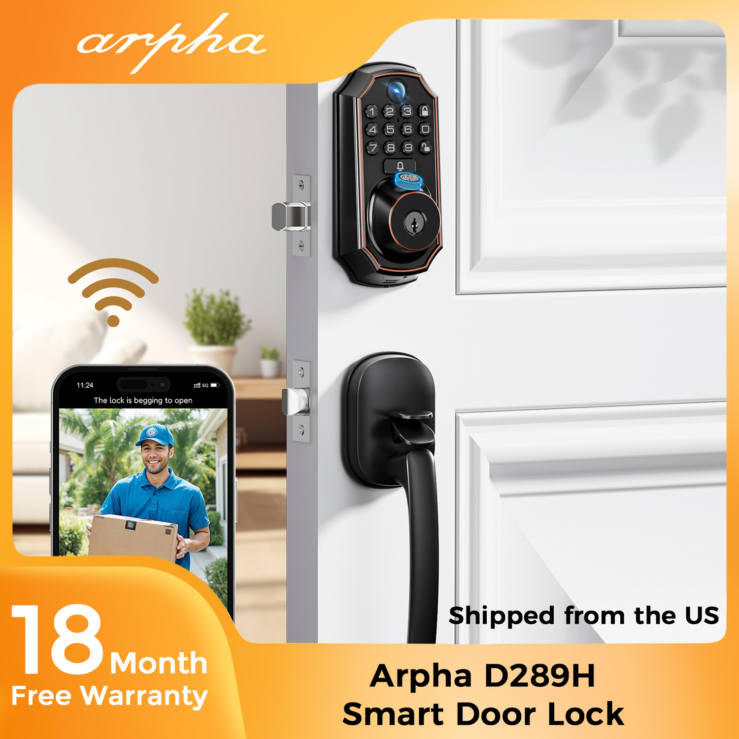 Home Security Front Door Camera - Serrure de porte intelligente ARPHA D289H